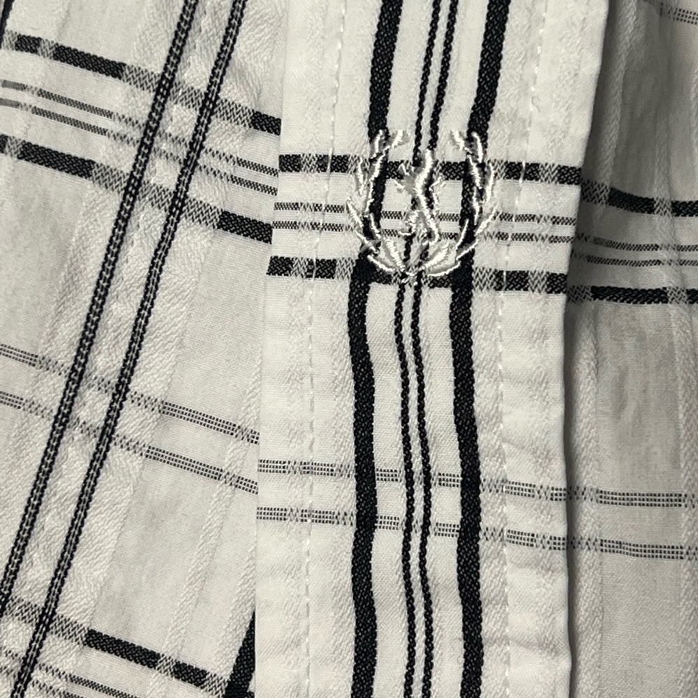 Men’s Bugatchi Large White Black Plaid Long Sleeve Button Up Floral Cotton Shirt - Picture 4 of 10